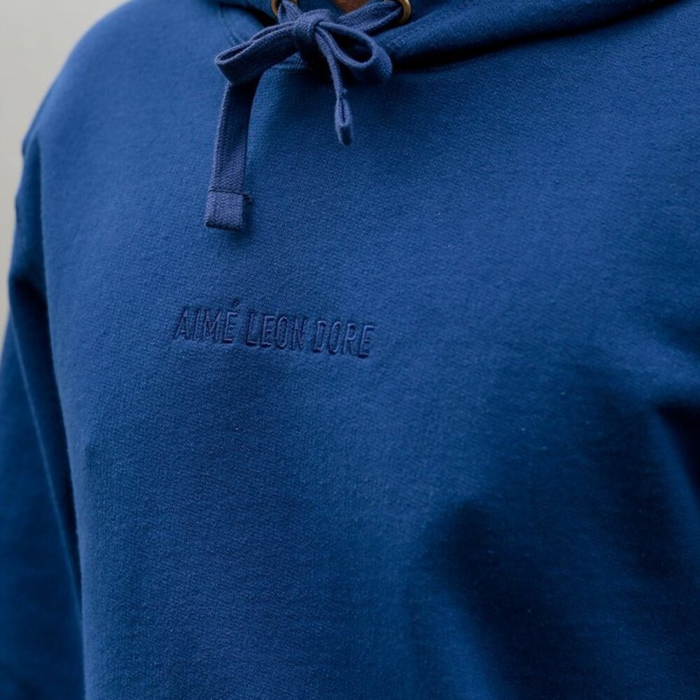 Aime Leon Dore | ALD Logo Hoodie Sweatshirt - Midnight Blue ; Mens XL - Picture 2 of 7